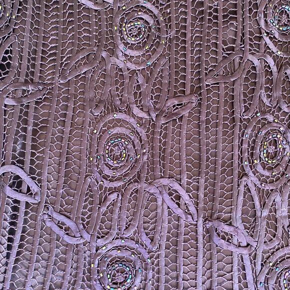 VINTAGE SOULMATES 100% Silk Purple Beaded Lace Slip On Maxi Length Dress Size XL - Picture 6 of 11